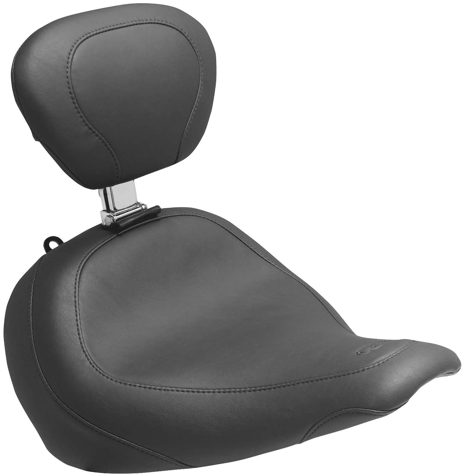 Wide Tripper Solo Seat with Driver Backrest - Smooth - Black