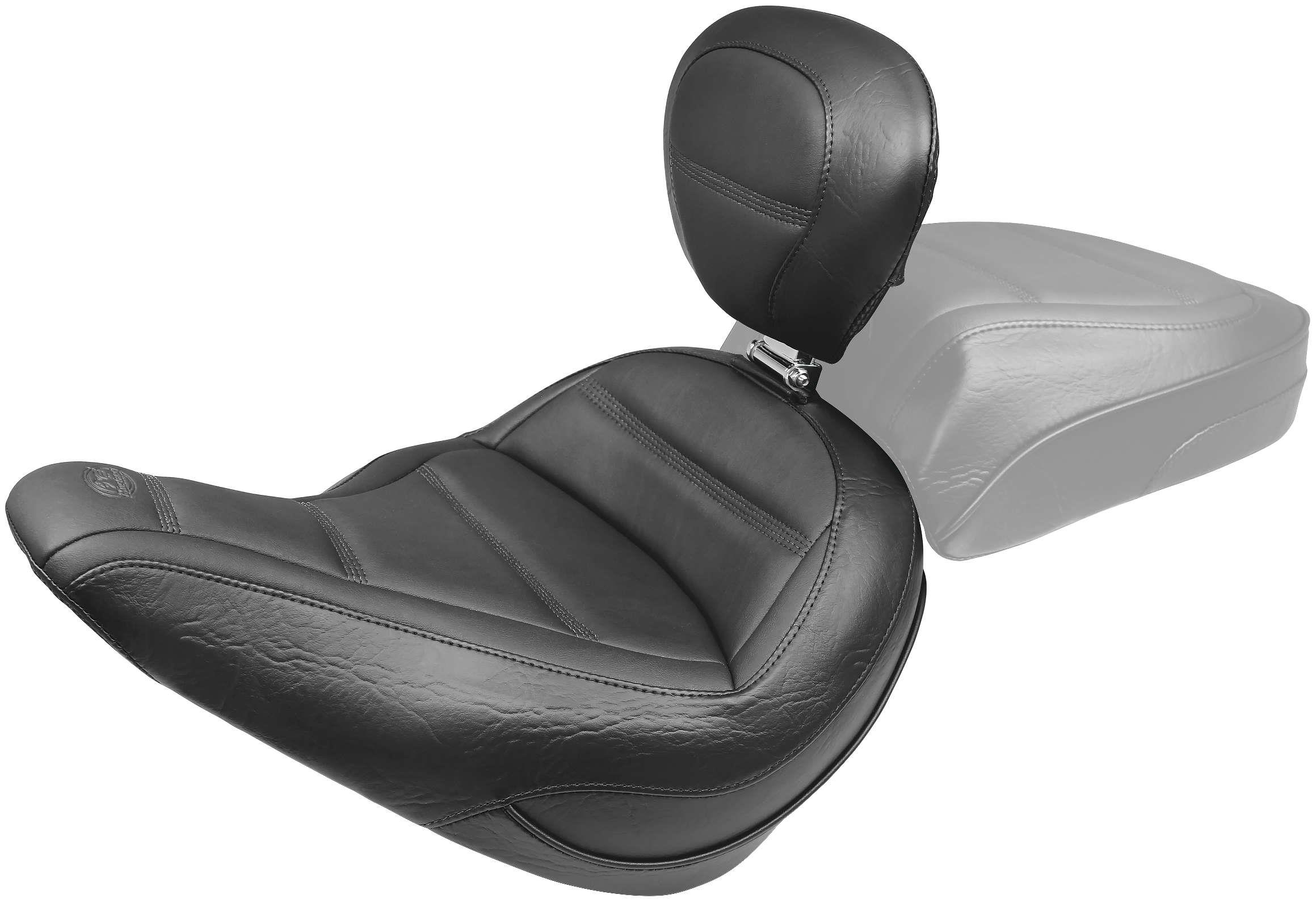 Standard Touring Seat with Backrest - Quad Stitch - Black