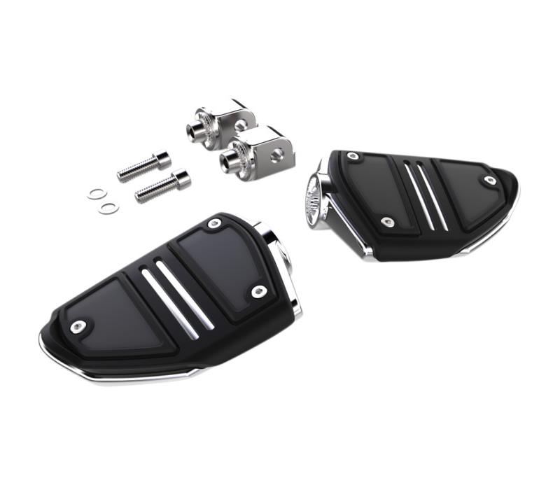 Twin Rail Footrests with M-Eight Softail Driver Mounts - Chrome