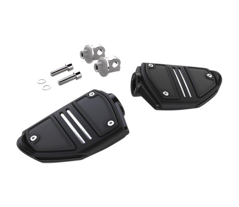 Twin Rail Footrests with Male Mounts - Black