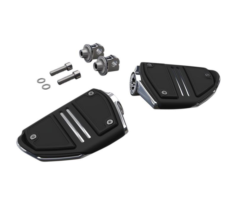 Twin Rail Footrests with Male Mounts - Chrome