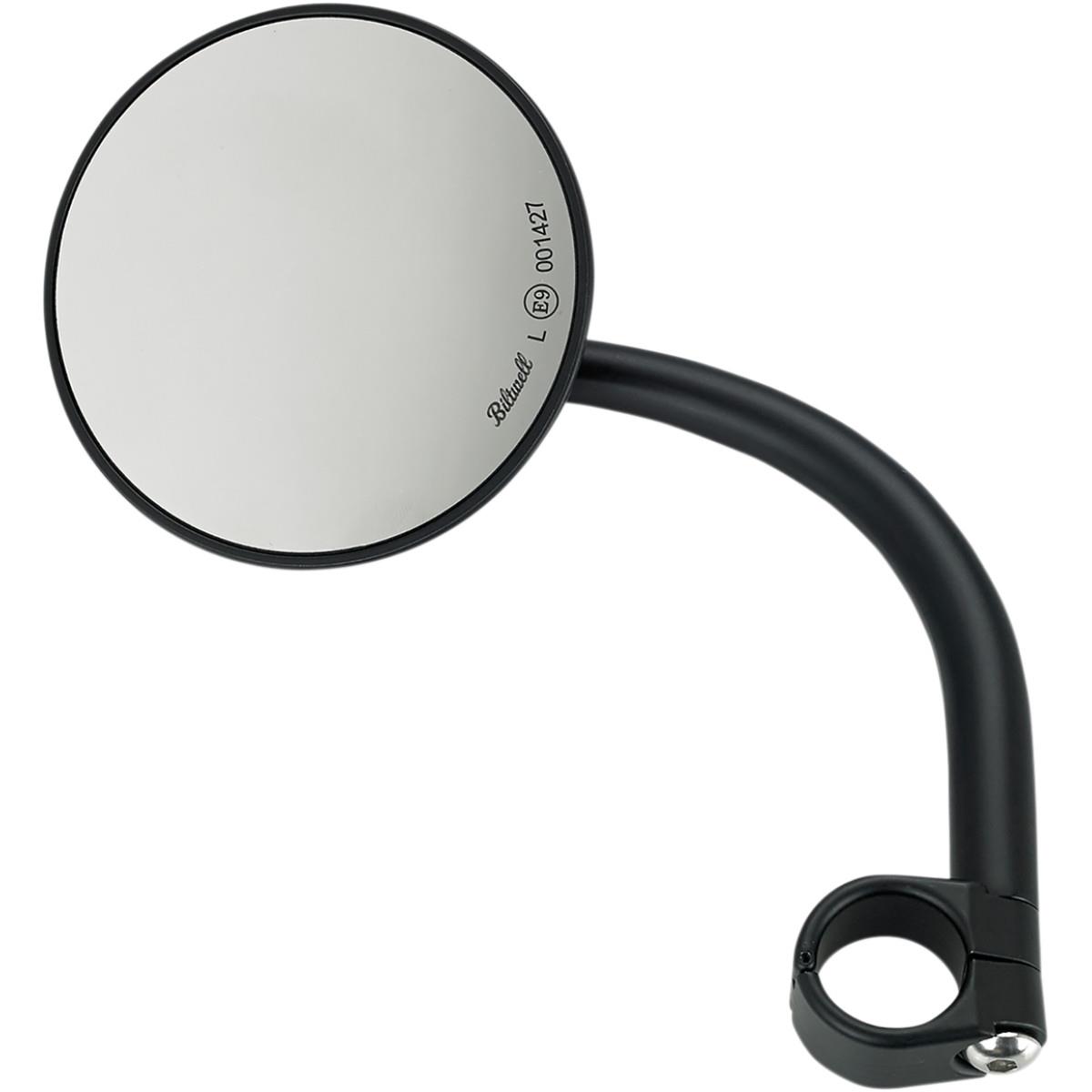 4in. Round Utility Mirror with Clamp On Mount for 1in. Bar - Black