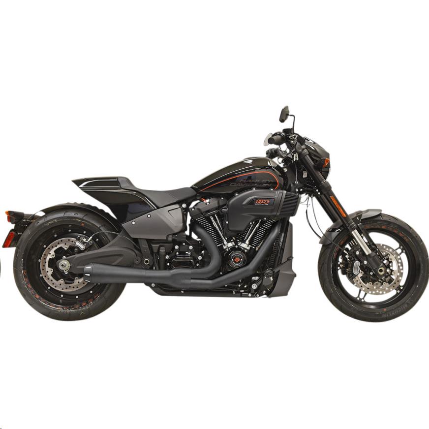 Road Rage 2-Into-1 Exhaust System - Black with Full Black Heat Shields