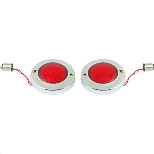 Probeam Flat Bezel LED Turn Signal Inserts for Models with 1156 Contact Bases - Chrome/Red Lens