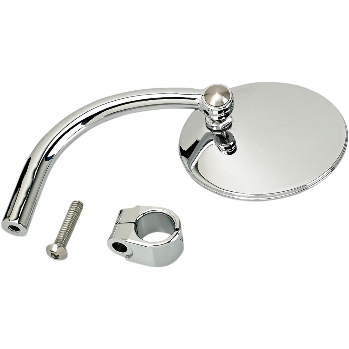 4in. Round Utility Mirror with Clamp On Mount for 7/8in. Bar- Chrome