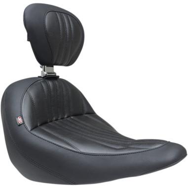 Standard Touring Seat with Backrest - Dagger Stitch - Black
