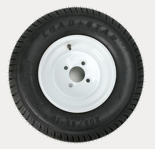 Trailer Tire/Wheel Assembly - 6-Ply Rated/Load Range C - 205/65-10 - 4 Hole Rim