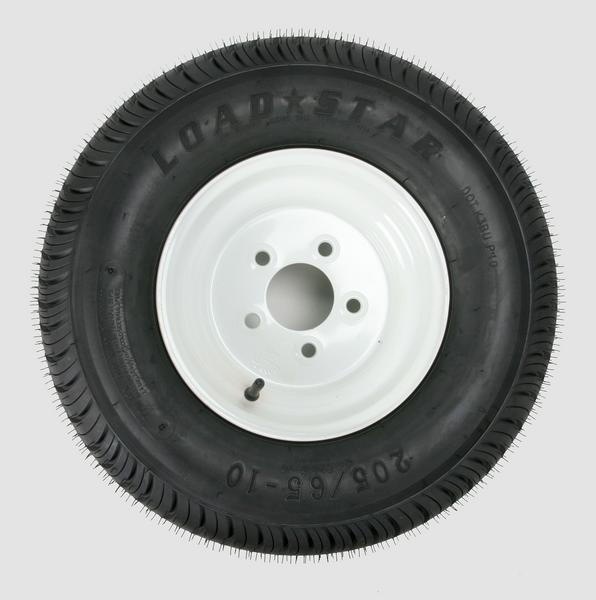 Trailer Tire/Wheel Assembly - 4-Ply Rated/Load Range B - 205/65-10 - 5 Hole Rim