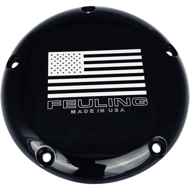 American Flag Logo Derby Cover - Gloss Black With Contrast Lasered Logo