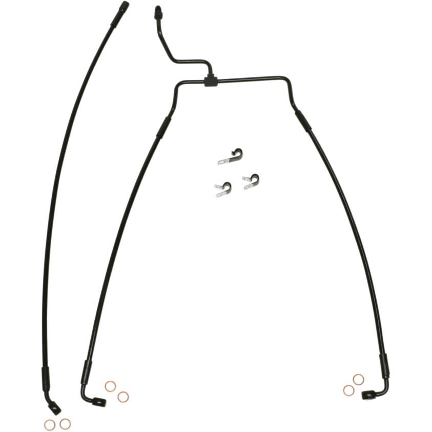 Black Coated XR Stainless Lower Front Brakeline Kit with Black Fittings - 23in. Total Length