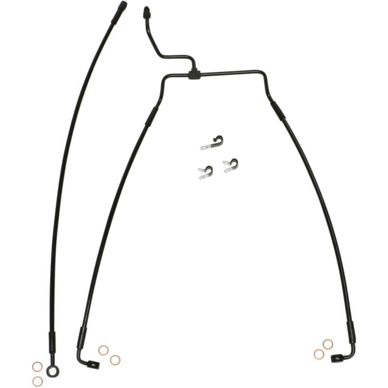 Black Coated XR Stainless Lower Front Brakeline Kit with Black Fittings - 21in. Total Length