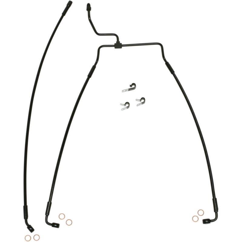 Black Coated XR Stainless Lower Front Brakeline Kit with Black Fittings - 31in. Total Length