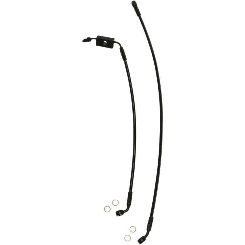 Black Coated XR Stainless Lower Front Brakeline Kit with Black Fittings - 23in. Total Length