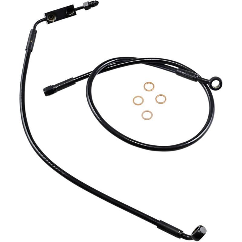 Black Coated XR Stainless Lower Front Brakeline Kit with Black Fittings - 27in. Total Length