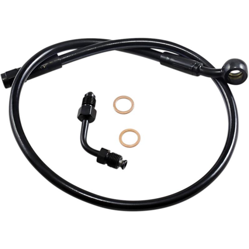 Black Coated XR Stainless Upper Front Brakeline Kit with Black Fittings  - 23in. Total Length