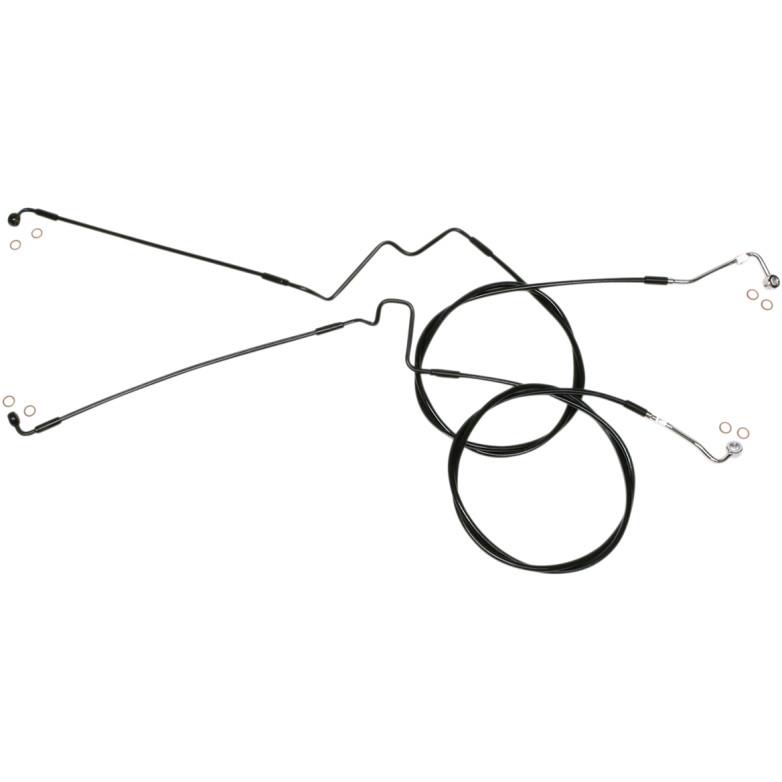 Black Coated XR Stainless Lower Front Brakeline Kit with Black Fittings - 56in. Total Length