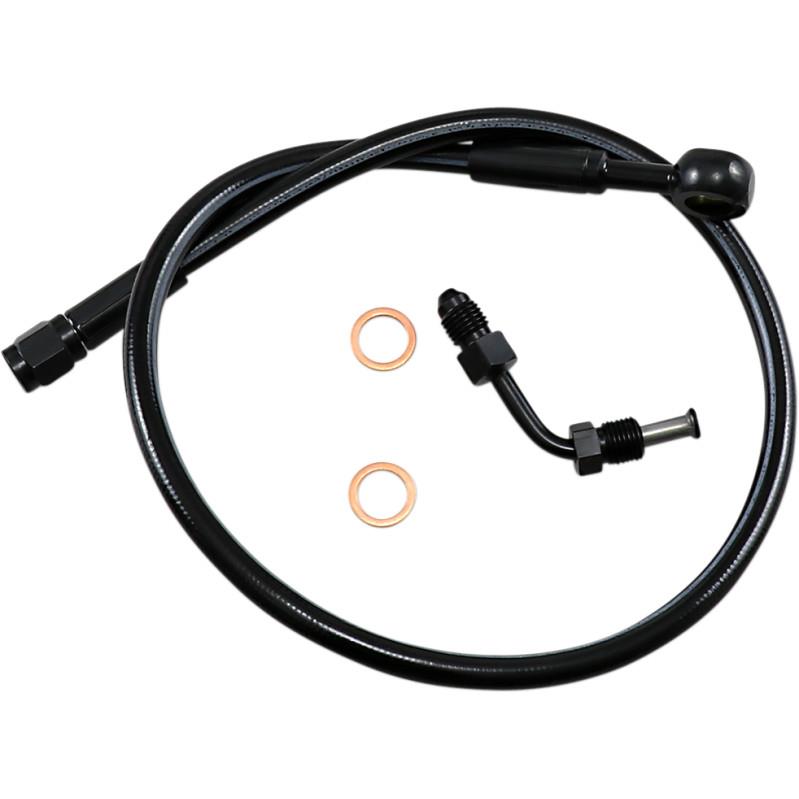 Black Coated XR Stainless Upper Front Brakeline Kit with Black Fittings - 22in. Total Length