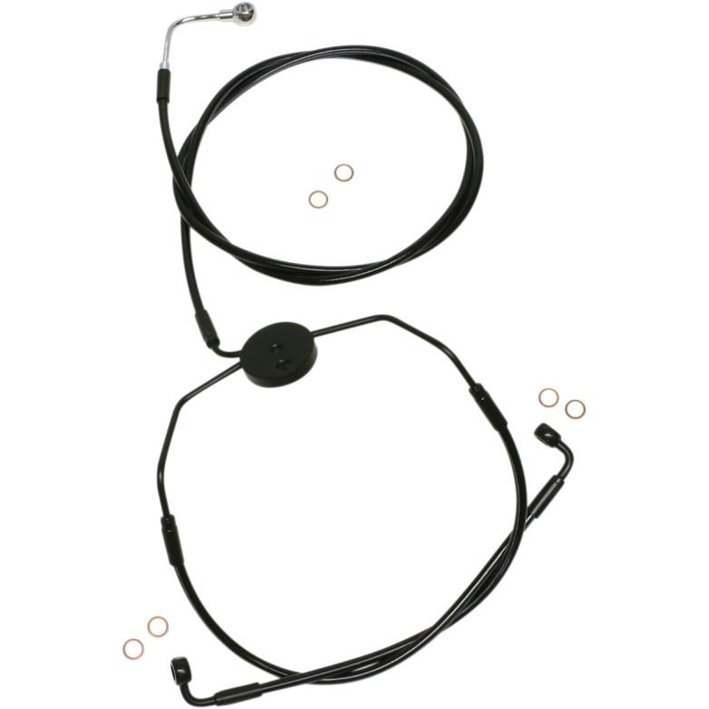 Black Coated XR Stainless Lower Front Brakeline Kit with Black Fittings - 52in. Total Length