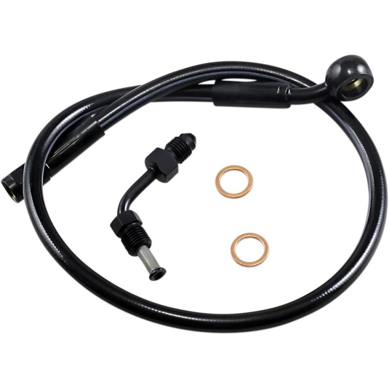Black Coated XR Stainless Upper Front Brakeline Kit with Black Fittings - 20in. Total Length