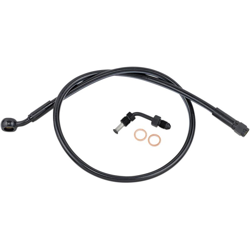 Black Coated XR Stainless Upper Front Brakeline Kit with Black Fittings - 28in. Total Length