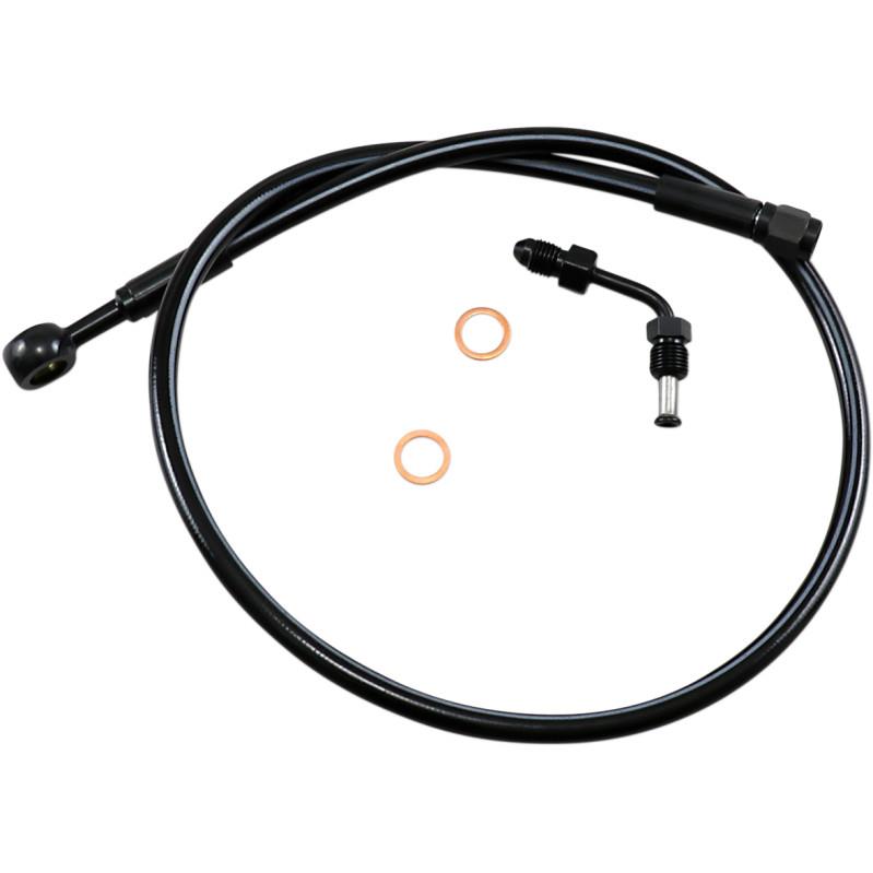 Black Coated XR Stainless Upper Front Brakeline Kit with Black Fittings - 28in. Total Length