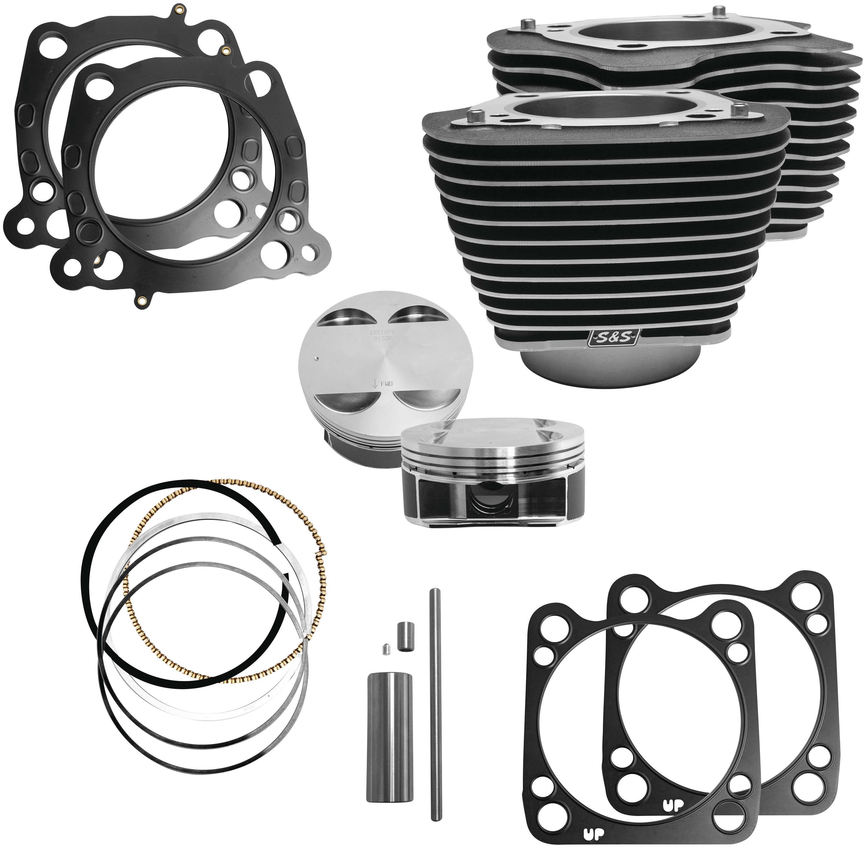M8 128in. Big Bore Kit - 4.250 Bore, 4.5 Stroke, Highlighted Fins - Black