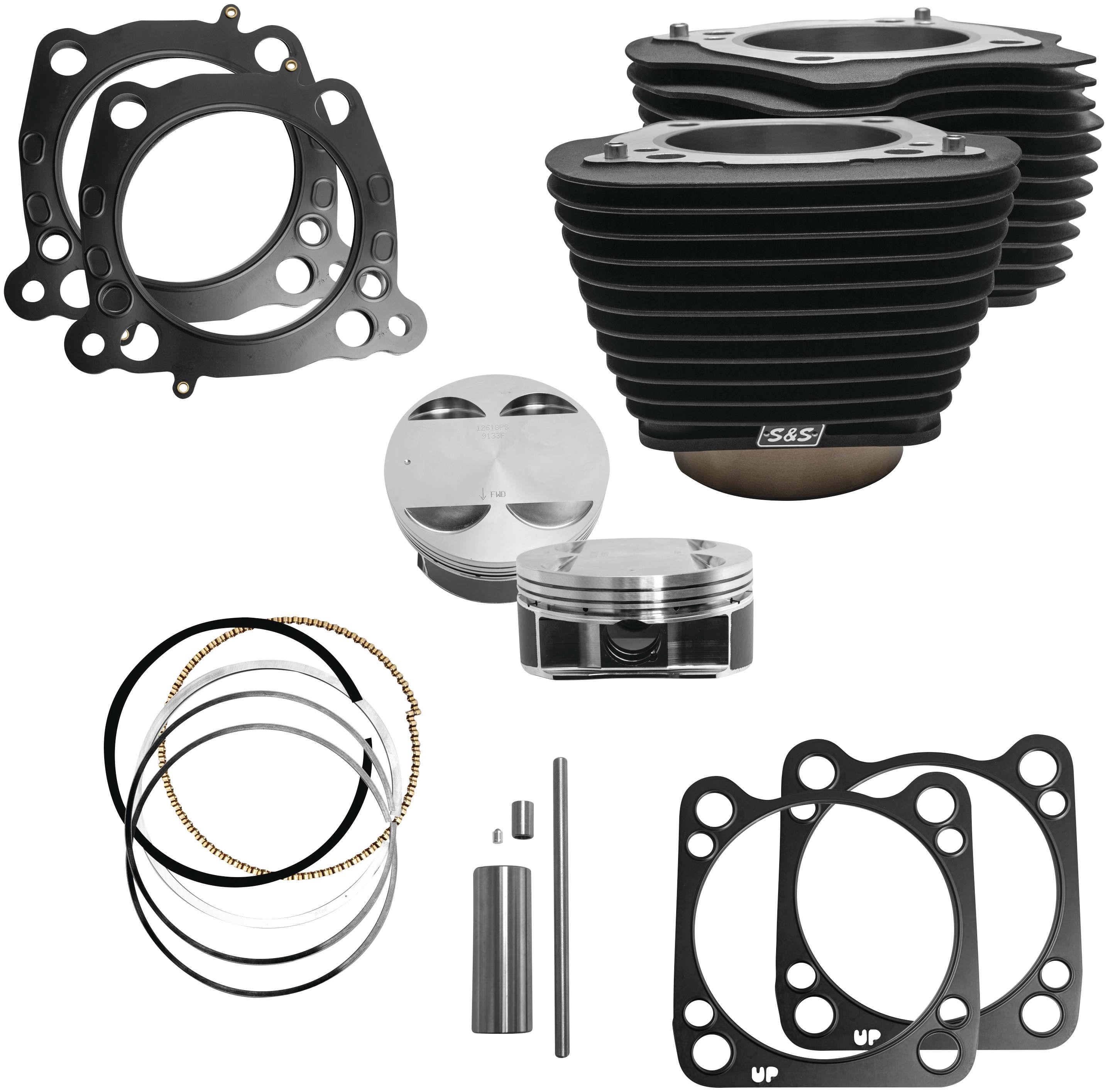 M8 124in. Big Bore Kit - 4.250 Bore, 4.375 Stroke, Non-Highlighted Fins - Black