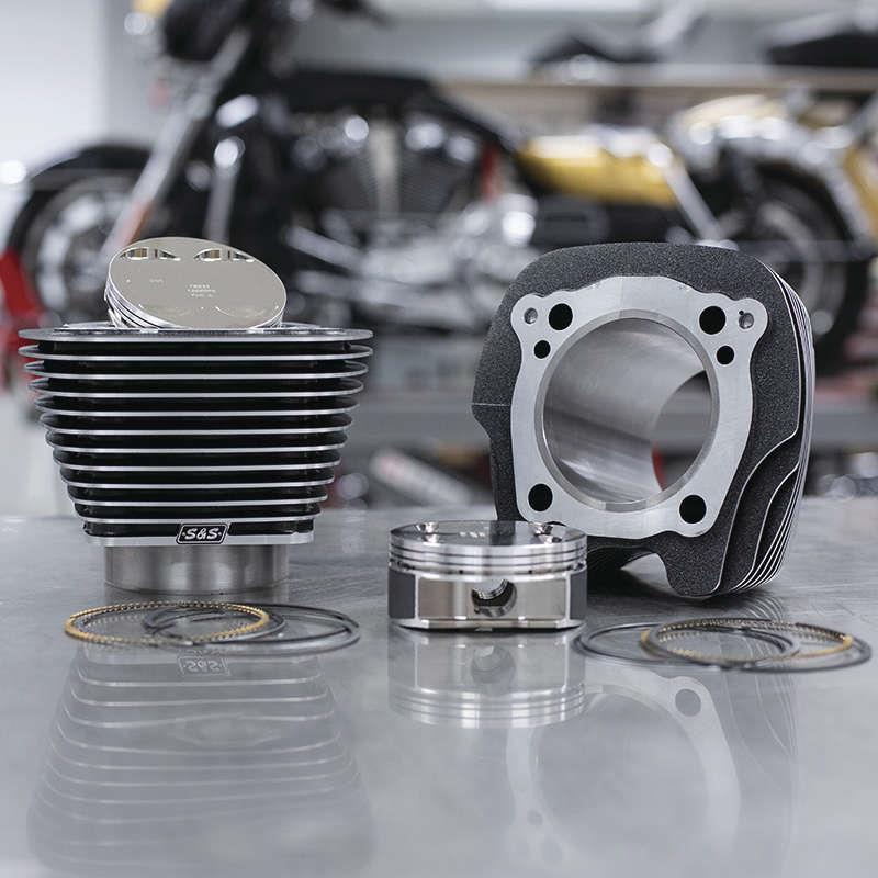 M8 128in. Big Bore Kit - 4.250 Bore, 4.5 Stroke, Highlighted Fins - Black Granite