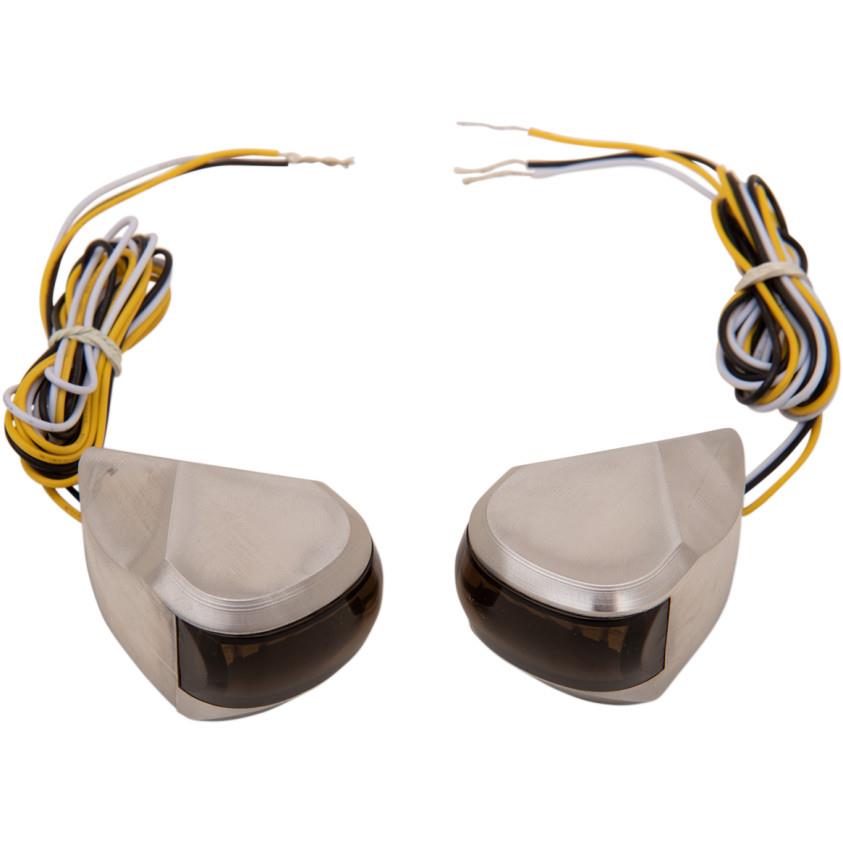 LED Driving Signal Lights - Raw Smoke - White Lens