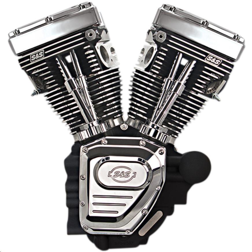 T124LC Series Long Block Engine - Wrinkle Black/Chrome