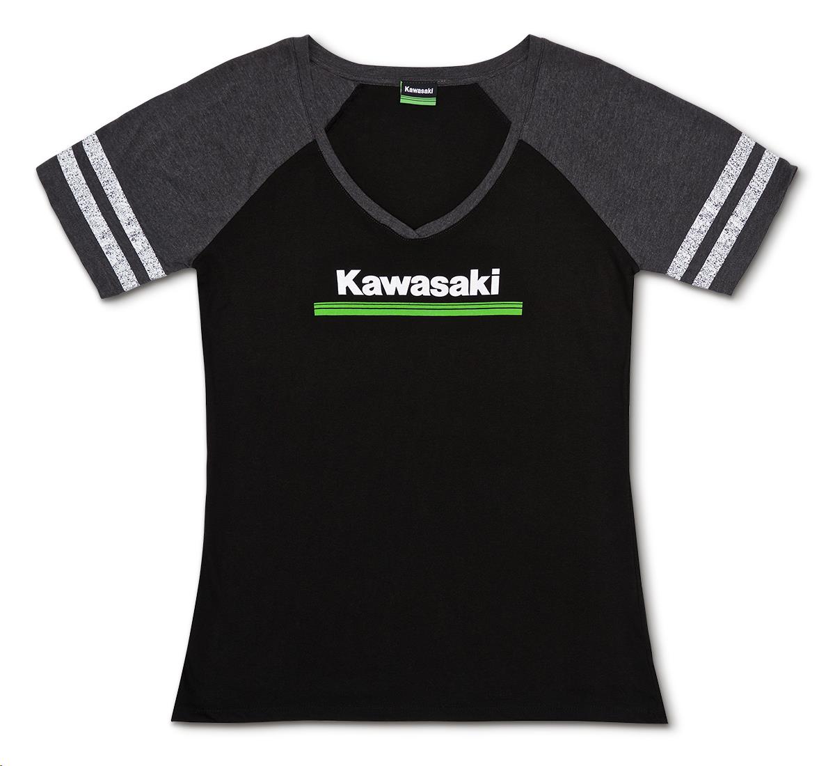 3 Green Lines V-Neck  Athletic Womens T-Shirt