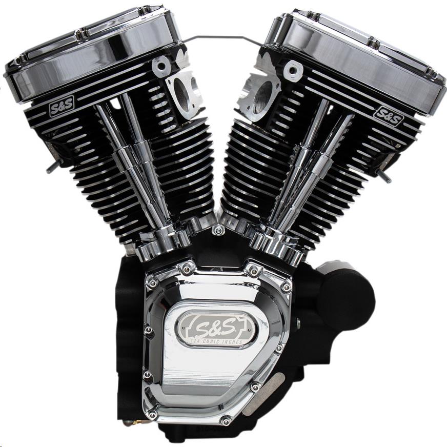 T124HC Series Long Block Engine - Wrinkle Black/Chrome