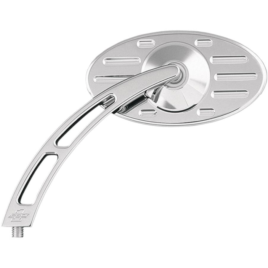 Oval Pro Street Ball-Milled Mirror with Cutout Stem - Left - Chrome
