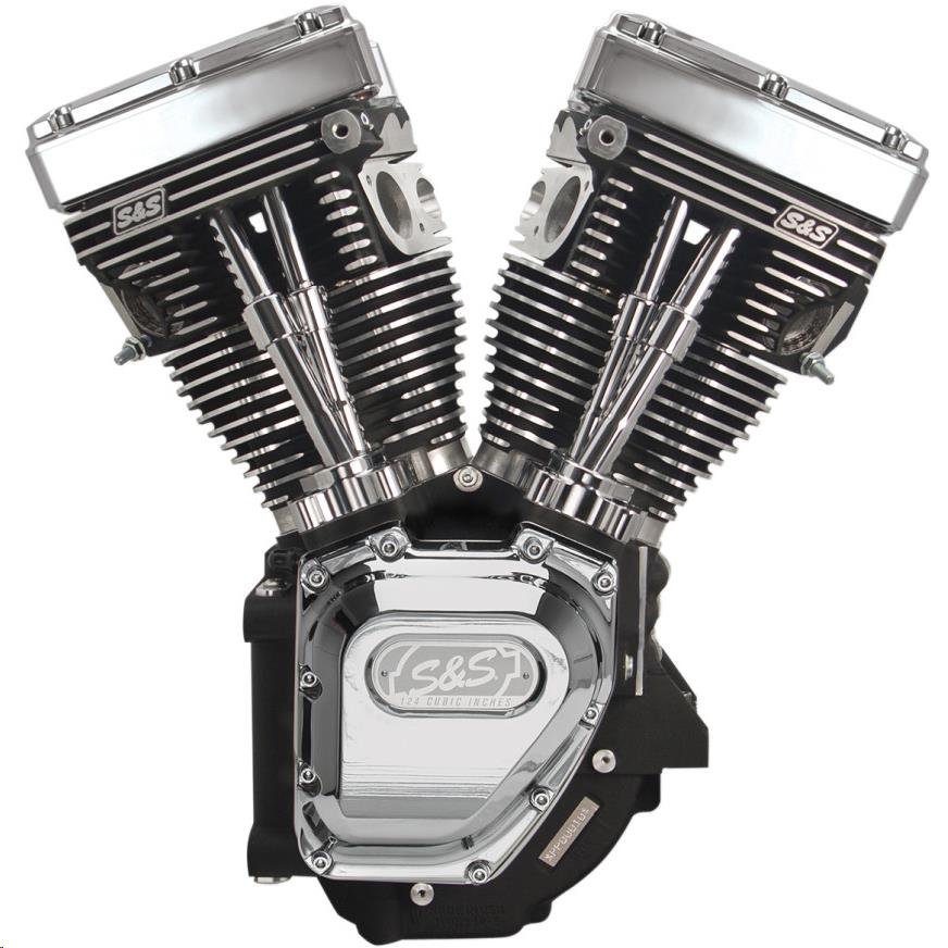 T124LC Series Long Block Engine - Wrinkle Black/Chrome