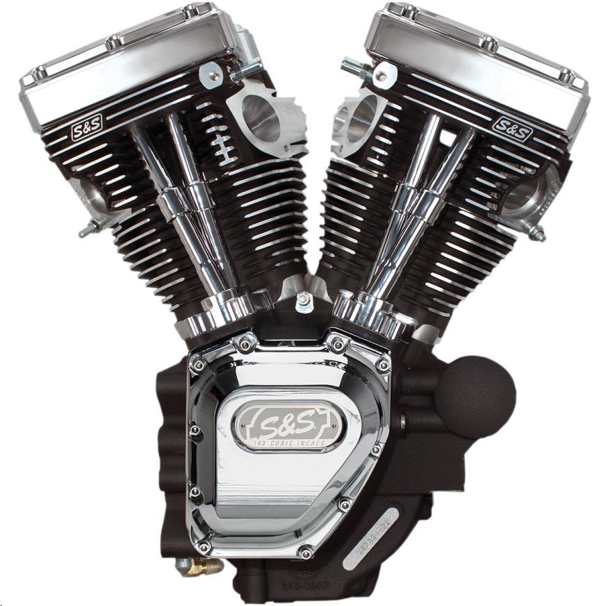 T143 Long Block Engine - Wrinkle Black/Chrome