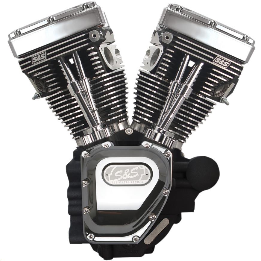 T111 Long-Block Engine - Wrinkle Black/Chrome