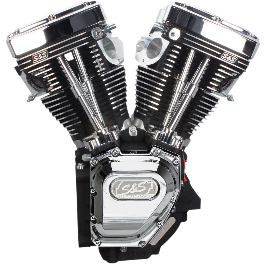 T143 Long Block Engine - Wrinkle Black/ Chrome