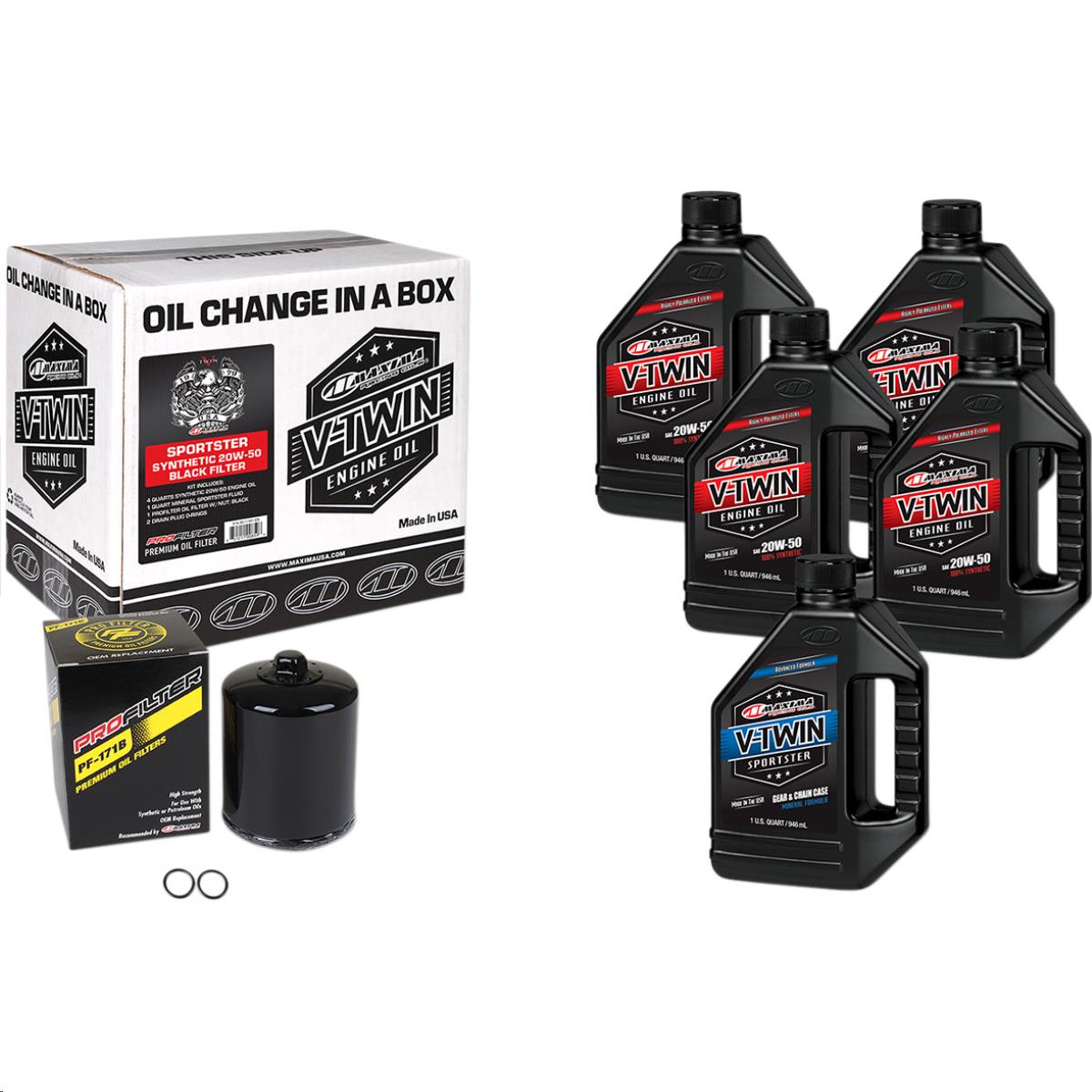 Sportster Synthetic Oil Change Kit with Black Filter