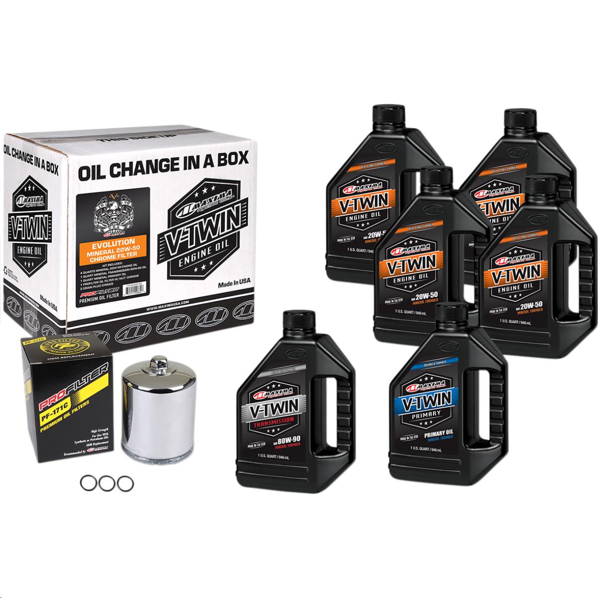 Evolution Big Twin Mineral Oil Change Kit with Chrome Filter
