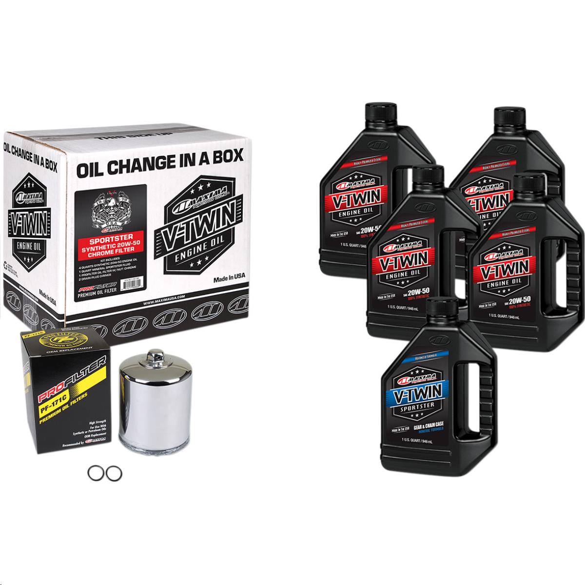 Sportster Synthetic Oil Change Kit with Chrome Filter