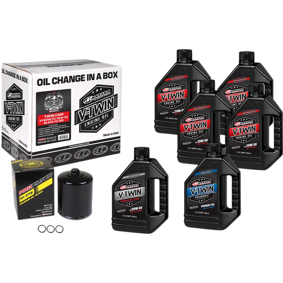Twin Cam Synthetic Oil Change Kit with Black Filter