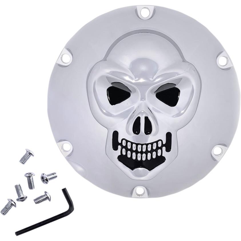 3-D Skull Derby Cover - Chrome