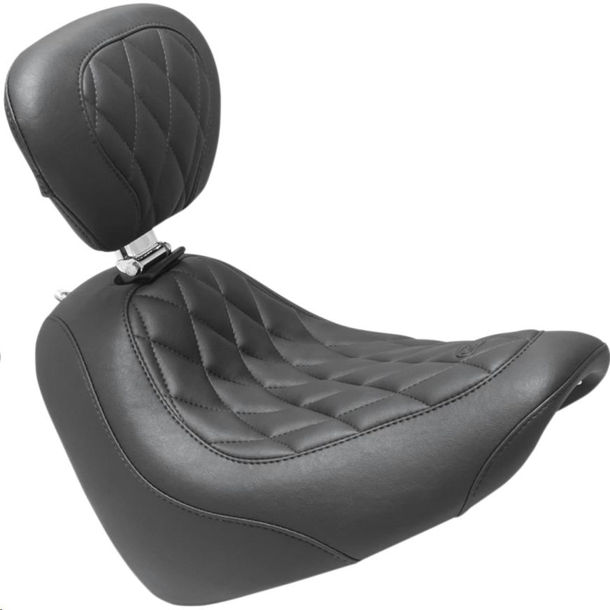 Wide Tripper Solo Seat with Driver Backrest - Diamond Stitch