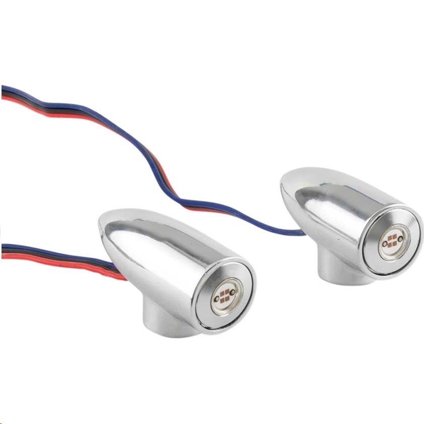 Lightning Bullet LED Marker Lights - Front - Chrome - White Amber LED