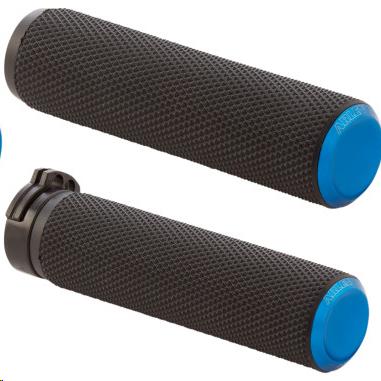 Fusion Series Grips - Knurled - Blue Anodized