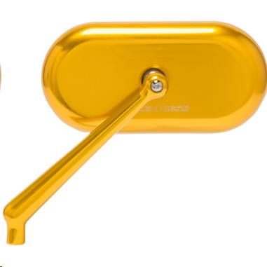 Forged Oval Short Stem Billet Mirror - Left - Gold Anodized