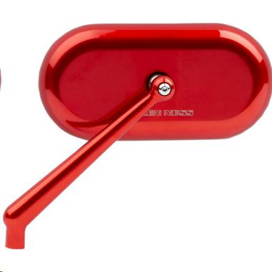 Forged Oval Short Stem Billet Mirror - Left - Red Anodized