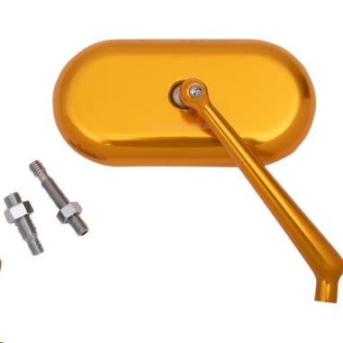 Forged Oval Short Stem Billet Mirror - Right - Gold Anodized