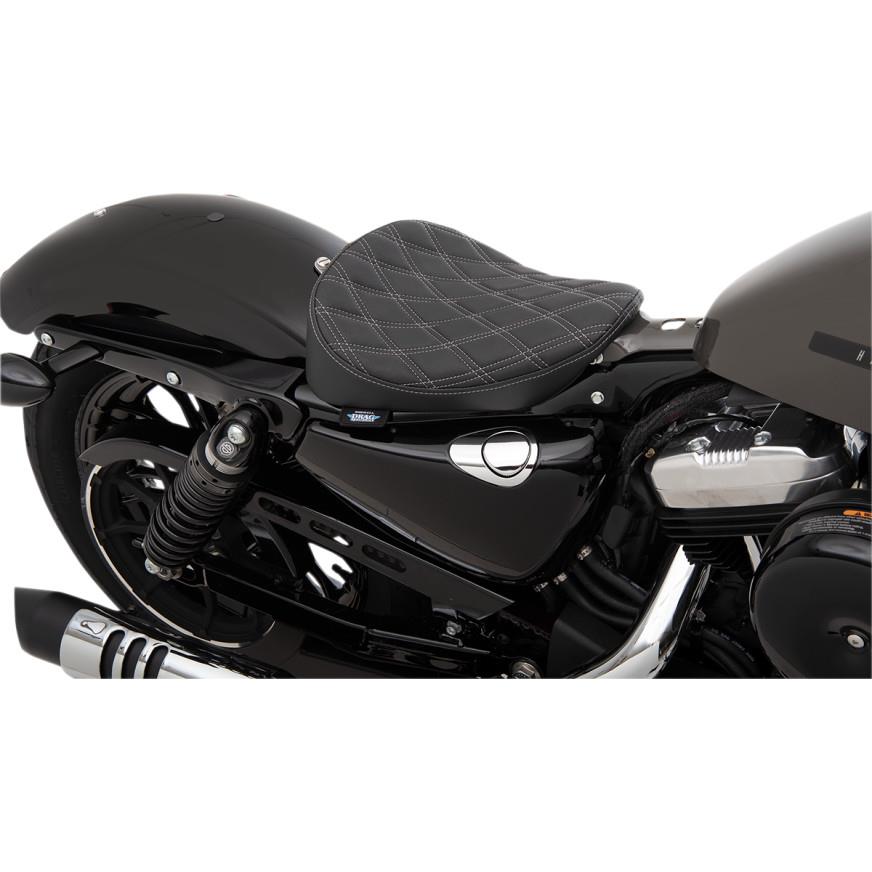 Bobber-Style Solo Seat - Double Diamond - Silver Thread