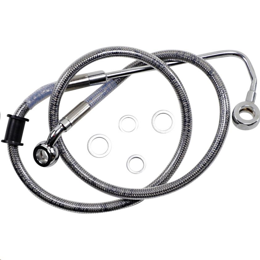 Standard Length Upper Front Stainless Steel Brake Line Kit - Clear